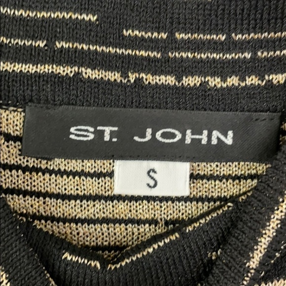 St. John black gold stripe mock neck blouse S - Picture 3 of 5